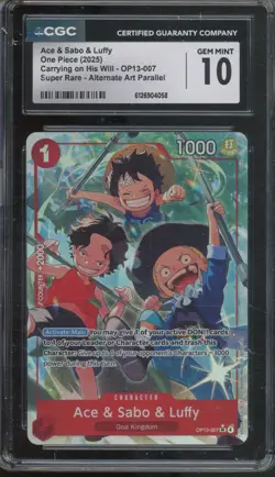 2025 One Piece Carrying On His Will Super Rare Ace Solo & Luffy Gem Mint CGC 10 - Image 1