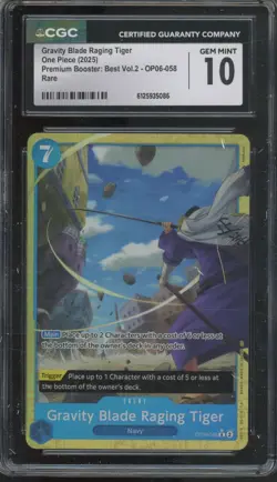 2025 One Piece Premium Booster Vol. 2 Gravity Blade Raging Tiger Gem Mint CGC 10 - Image 1