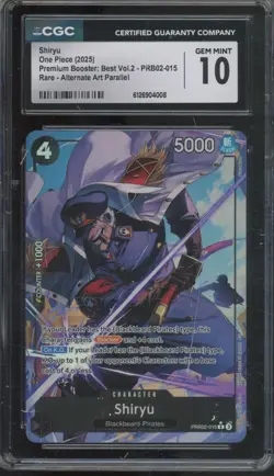 2025 One Piece Premium Booster Vol. 2 Rare Shiryu Gem Mint CGC 10 - Image 1