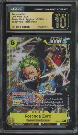 2026 One Piece Starter Deck Egghead Super Rare Roronoa Zoro Pristine CGC 10 - Image 1