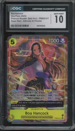 2025 One Piece Premium Booster Vol. 2 Super Rare Boa Hancock Gem Mint CGC 10 - Image 1
