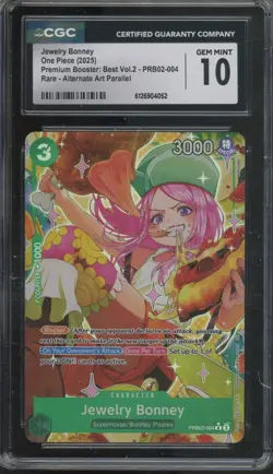 2025 One Piece Premium Booster Vol. 2 Rare Jewelry Bonney Gem Mint CGC 10 - Image 1