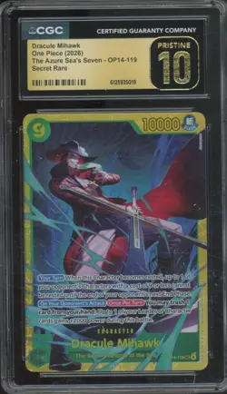 2026 One Piece Azure Sea's Seven Secret Rare Dracule Mihawk Pristine CGC 10 - Image 1