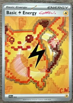 Hand Drawn Pokemon Gen 1 Pikachu sprite Energy Card Original Art 1/1 custom - Image 1