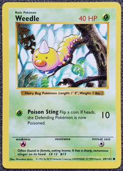 Shadowless Weedle - Base Set - #69/102 - Vintage Pokemon Card 1999 WOTC - Image 1