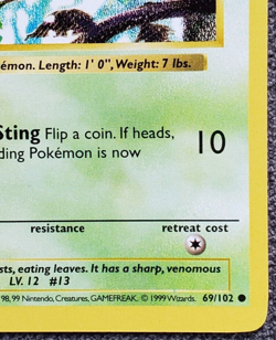 Shadowless Weedle - Base Set - #69/102 - Vintage Pokemon Card 1999 WOTC - Image 4