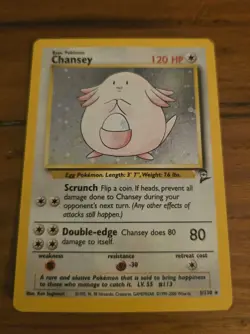 Pokemon Chansey 3/130 Base Set 2 Holo Rare Card Moderate Holo Scratching & Wear - Image 1