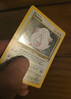 Pokemon Chansey 3/130 Base Set 2 Holo Rare Card Moderate Holo Scratching & Wear - Image 2