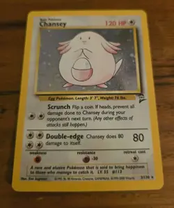 Pokemon Chansey 3/130 Base Set 2 Holo Rare Card Moderate Holo Scratching & Wear - Image 3