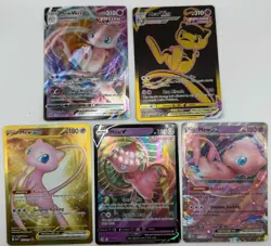 Pokemon TCG 5 Card Lot Mew VMAX Fusion Strike & Lost Origin, Ex 151 - Near Mint - Image 1