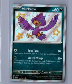 Murkrow 181/091 - Pokemon TCG Paldean Fates Shiny Rare Card NM - Image 1
