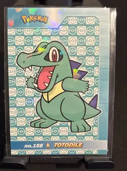 Rare Pokemon Shiny Full Art #158 Totodile Low Pop Cracked Ice Holo Card ⭐ - Image 1