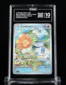 Pokemon Castform Sunny Form 195/191 Surging Sparks Illustration Rare TAG 10 #01 - Image 1
