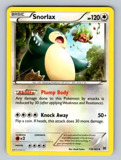Snorlax 118/162 Uncommon XY - BREAKthrough NM - LP Pokemon TCG - Image 1