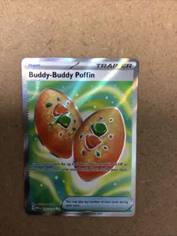 Pokemon Buddy-Buddy Poffin Trainer Item Ultra Rare Full Art Holo Me01 167/132 - Image 1