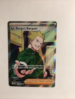 Pokemon TCG Lt. Surge's Bargain Full Art Holo Rare 170/132 Mega Evolutions M/NM - Image 1
