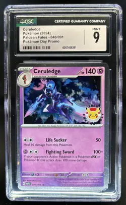 2024 Pokemon Paldean Fates Ceruledge Pokemon Day Stamp Promo #040/091 CGC 9 - Image 1