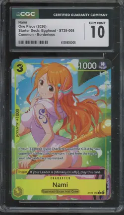 2025 One Piece Starter Deck Egghead Common Borderless Nami Gem Mint CGC 10 - Image 1