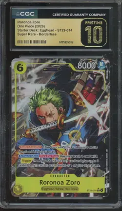 2026 One Piece Starter Deck Egghead Super Rare Roronoa Zoro Pristine CGC 10 - Image 1