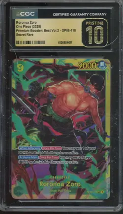 2025 One Piece Premium Booster Vol 2 Secret Rare Roronoa Zoro Pristine CGC 10 - Image 1