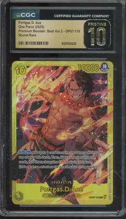 2025 One Piece Premium Booster Vol 2 Secret Rare Portgas D. Ace Pristine CGC 10 - Image 1