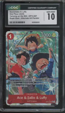 2025 One Piece Carrying On His Will Super Rare Ace Solo & Luffy Gem Mint CGC 10 - Image 1