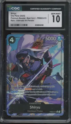 2025 One Piece Premium Booster Vol. 2 Rare Shiryu Gem Mint CGC 10 - Image 1