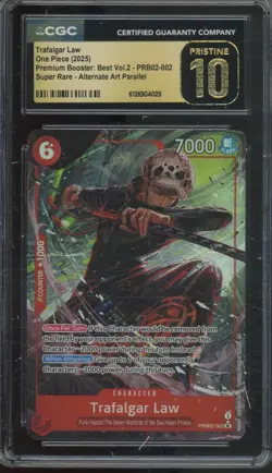 2025 One Piece Premium Booster Vol 2 Super Rare Trafalgar Law Pristine CGC 10 - Image 1