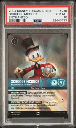 2024 Disney Lorcana Enchanted Scrooge McDuck Richest Duck #218 PSA 10 #3133 - Image 1