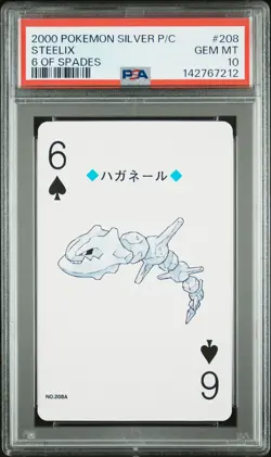 2000 POKEMON SILVER VERSION PLAYING CARDS 6 OF SPADES #208 STEELIX PSA 10 - Image 1