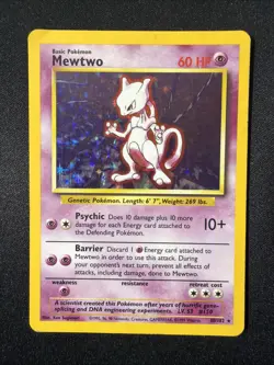 WOTC Pokemon TCG Mewtwo 10/102 - English Base Set Holo Raw Card - Image 1