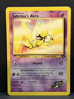 Pokemon TCG - Sabrina's Abra 93/132 - Gym Challenge - Common Card WOTC - LP - Image 1