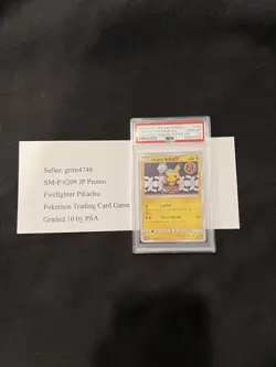 Pokemon Card Japanese - Firefighter Pikachu 209/SM-P - Promo - PSA 10 Gem Mint - Image 1