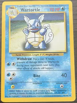 Wartortle 042/102 Pokemon TCG WOTC Base Set Uncommon Moderate Play MP - Image 1
