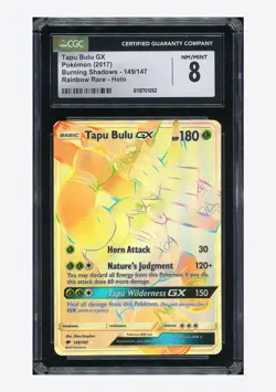 Pokemon CGC 8 Tapu Bulu GX Secret Rare 2017 149/147 Burning Shadows English - Image 1