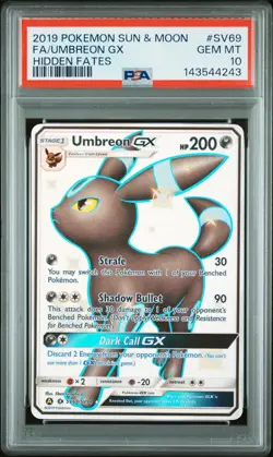 2019 POKEMON SUN & MOON HIDDEN FATES #SV69 FULL ART/UMBREON GX PSA 10 - Image 1