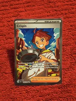 Pokemon Trainer Crispin TCG Full Art Holo Ultra Rare Card 164/142 NM Condition - Image 3