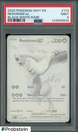 ​2025 Pokemon WHT EN Black White Rare #173 Reshiram Ex PSA 9 - Image 1