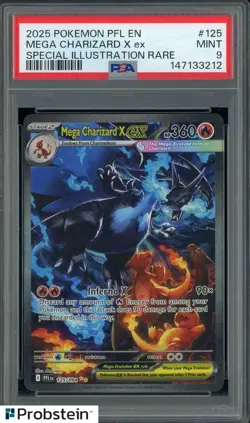 2025 Pokemon PFL En Special Illustration Rare #125 Mega Charizard Ex PSA 9 MINT - Image 1