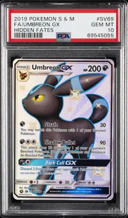 2019 POKEMON SUN & MOON HIDDEN FATES #SV69 FULL ART/UMBREON GX PSA 10 - Image 1
