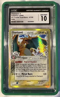 2006 POKEMON EX CRYSTAL GUARDIANS, HOLO #4/100 CHARIZARD CGC 10 GEM MINT - Image 1