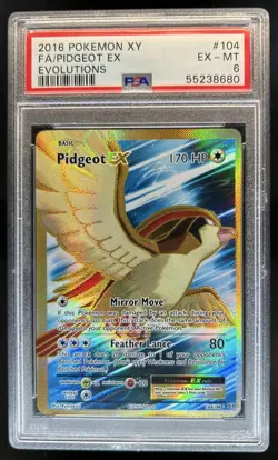2016 Pokemon XY Evolutions Pidgeot Full Art #104/108 PSA 6 - Image 1