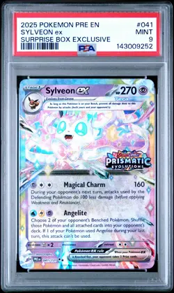 2025 POKEMON PRE EN-PRISMATIC EVOLUTIONS SURPRISE BOX EXCLUSIVE SYLVEON EX PSA 9 - Image 1