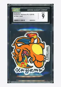 Pokemon CGC 9 Charizard B-Side Label 2018 Pokemon Stickers Pt.1 Japanese - Image 1