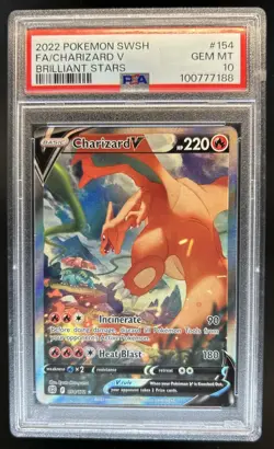 2022 Pokemon SWSH Brilliant Stars Charizard V #154/172 PSA 10 GEM MINT - Image 1