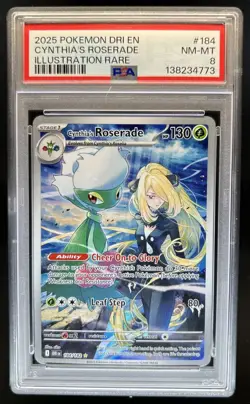 2025 Pokemon Destined Rivals Cynthia's Roserade #184/182 PSA 8 - Image 1