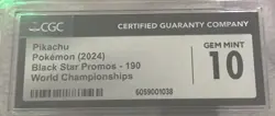 CGC 10 Pokemon Pikachu 2024 World Championships Promo - SVP: 190 Gem Mint 10!!!! - Image 3