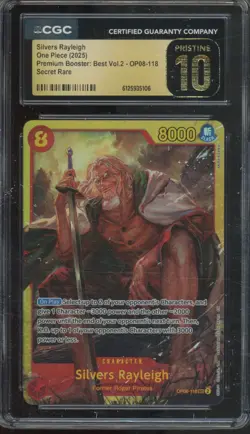 2025 One Piece Premium Booster Vol 2 Silvers Rayleigh Pristine CGC 10 - Image 1