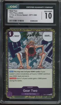 2025 One Piece A Fist Of Divine Speed Rare Gear Two Gem Mint CGC 10 - Image 1