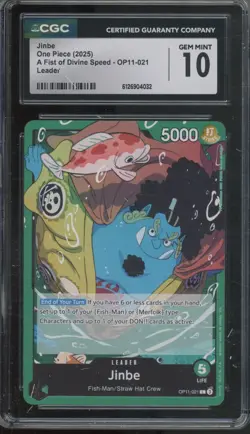 2025 One Piece A Fist Of Divine Speed Leader Jinbe Gem Mint CGC 10 - Image 1